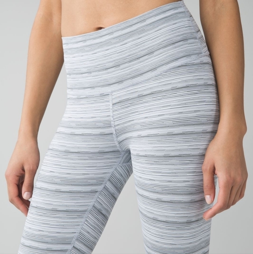 Lululemon High Times Capri 7/8 Pant Cyber Stripe White Silver Fox